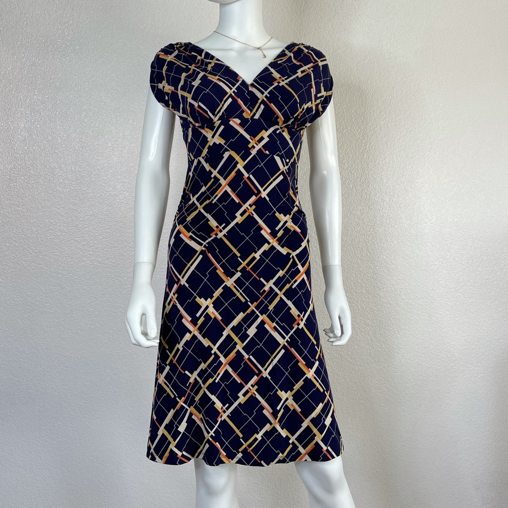 Cabi day dress blue printed design size small